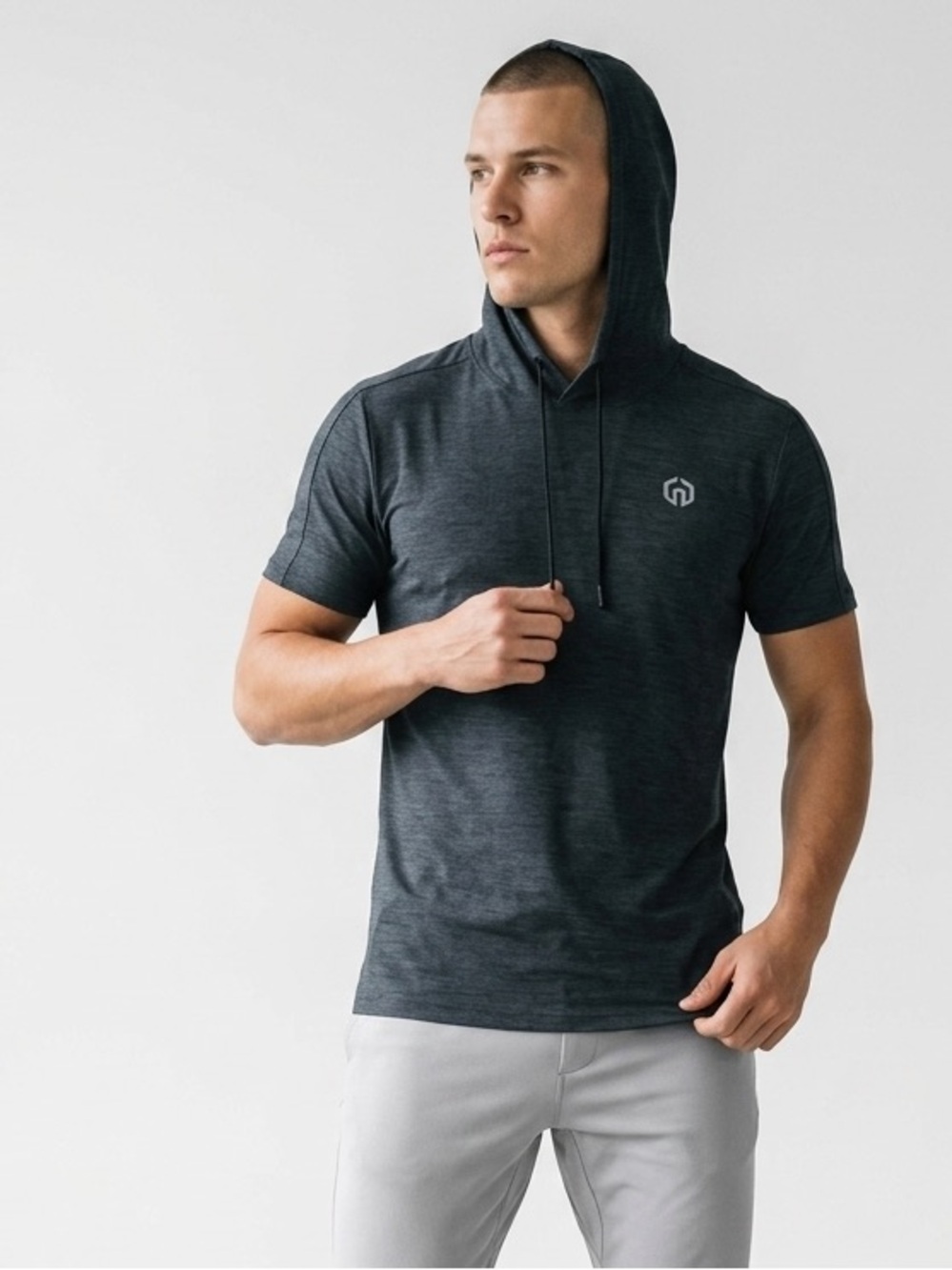 NELEUS Gray Hooded Athletic Performance Shirts Bundle (2), US Size M
